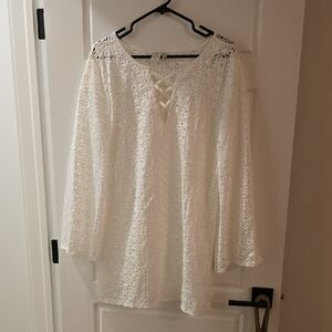Elegant White Lace Swim Coverup